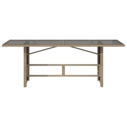 Table de jardin dessus en verre beige 190x80x74 cm 