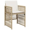 Ensemble de salle à manger de jardin 5 pièces avec coussins en poly rattan beige. 