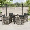 Ensemble de Salle à Manger de Jardin de 5 Pièces avec Coussins Gris en Poly Rattan 