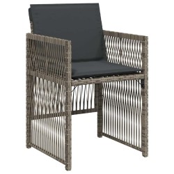 Ensemble de Salle à Manger de Jardin de 5 Pièces avec Coussins Gris en Poly Rattan 