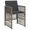 Ensemble de Salle à Manger de Jardin de 5 Pièces avec Coussins Gris en Poly Rattan 