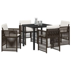 Ensemble de salle à manger de jardin marron 5 pcs Marron Acier 
