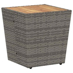 Ensemble Bistro de Jardin 3 Pièces avec Coussins Gris en Poly Rattan 