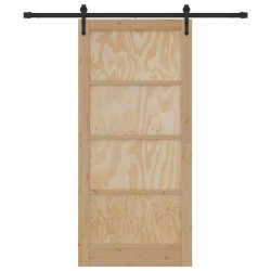 Porte coulissante avec quincaillerie 93x202 cm en bois massif de pin 