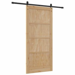 Porte coulissante avec quincaillerie 93x202 cm en bois massif de pin 