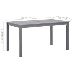 Table de jardin Délavage gris 140x80x74 cm Bois d'acacia massif 