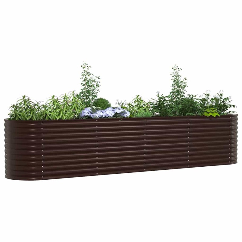 Bac surélevé marron 400x80x81 cm en acier galvanisé 