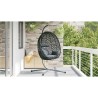 Panier chaise œuf suspendue avec support anthracite en poly rattan 