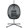 Panier chaise œuf suspendue avec support anthracite en poly rattan 