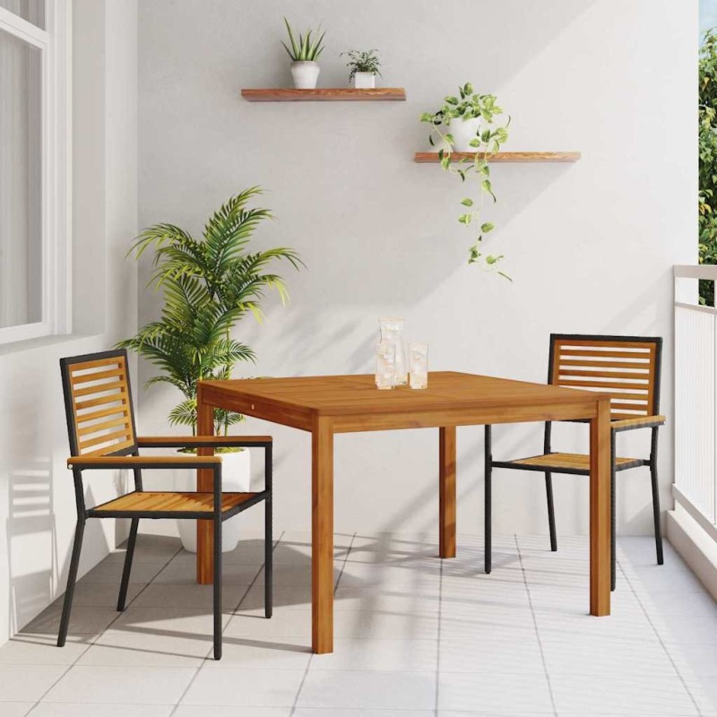 Ensemble de salle à manger de jardin 3 pcs Noir 
