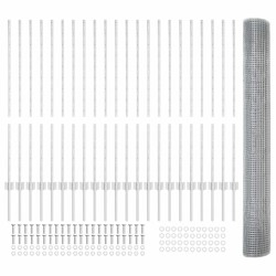 Clôture en fil soudé avec 44 poteaux U Argent 1,2x50 m Acier 