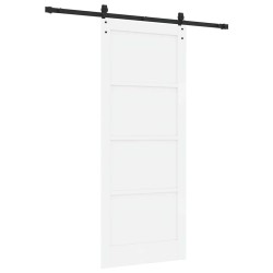 Porte coulissante avec quincaillerie blanche 86x211 cm en bois massif de pin 