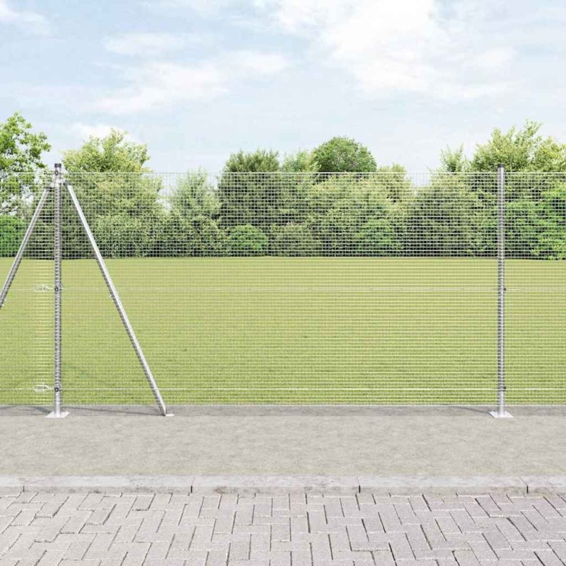 Clôture en fil soudé avec 13 poteaux flanqués 1,2 x 25 m en acier galvanisé 