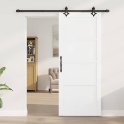 Porte coulissante avec set de matériel Blanc 83x202 cm en bois massif de pin 