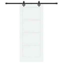 Porte coulissante avec set de matériel Blanc 83x202 cm en bois massif de pin 