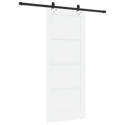 Porte coulissante avec set de matériel Blanc 83x202 cm en bois massif de pin 