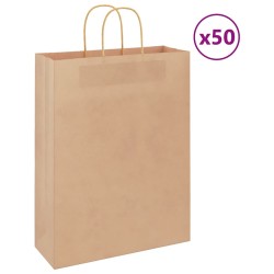 Sacs en papier 50 pcs avec poignées marron 32x12x42 cm 