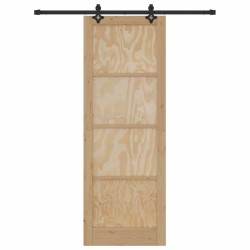 Porte Coulissante avec Set de Matériel 83x232 cm Bois Massif en Pin 