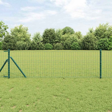 Clôture Euro avec 13 poteaux de 0,4 x 50 m en acier galvanisé vert 