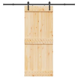 Porte coulissante et kit de quincaillerie 85x210 cm pin massif 