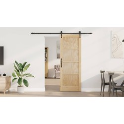 Porte coulissante avec quincaillerie 'ORKDAL'en bois massif de pin 