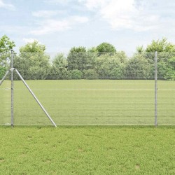 Clôture en fil soudé avec 13 poteaux 1,4x25 m en acier galvanisé 