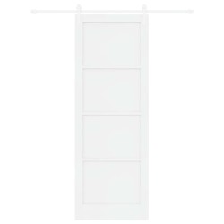 Porte coulissante avec quincaillerie blanche 83x232 cm en bois massif pin 