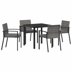 Ensemble de salle à manger de jardin 5 pièces Gris Poly Rotin 