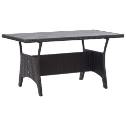 Table de jardin noir 120x70x66 cm Résine tressée 