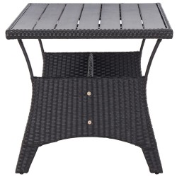 Table de jardin noir 120x70x66 cm Résine tressée 
