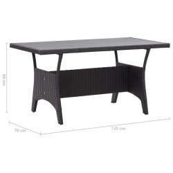 Table de jardin noir 120x70x66 cm Résine tressée 