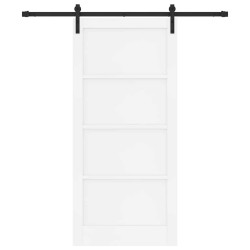 Porte coulissante avec ensemble de matériel blanche 93x202 cm en pin massif 