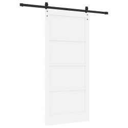Porte coulissante avec ensemble de matériel blanche 93x202 cm en pin massif 