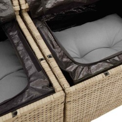 Ensemble de canapé de jardin 3 pièces avec coussins beige poly rattan 