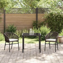 Ensemble de salle à manger de jardin de 3 pièces en poly rotin brun 