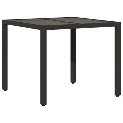 Ensemble de salle à manger de jardin 3 pièces noir en rattan poly 