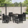 Ensemble de jardin 5 pièces avec coussins noirs en poly rattan 