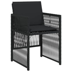Ensemble de jardin 5 pièces avec coussins noirs en poly rattan 