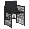 Ensemble de jardin 5 pièces avec coussins noirs en poly rattan 