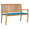 Banc de jardin empilable et coussin 128,5cm Bois de teck massif 