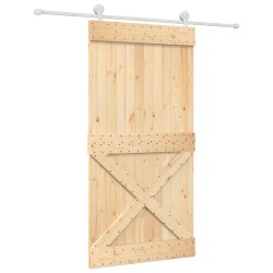Porte coulissante et kit de quincaillerie 100x210 cm pin massif 