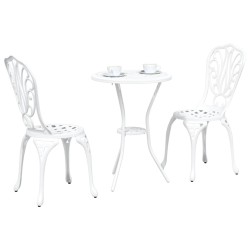 Ensemble de bistro de jardin 3 pièces en aluminium blanc 