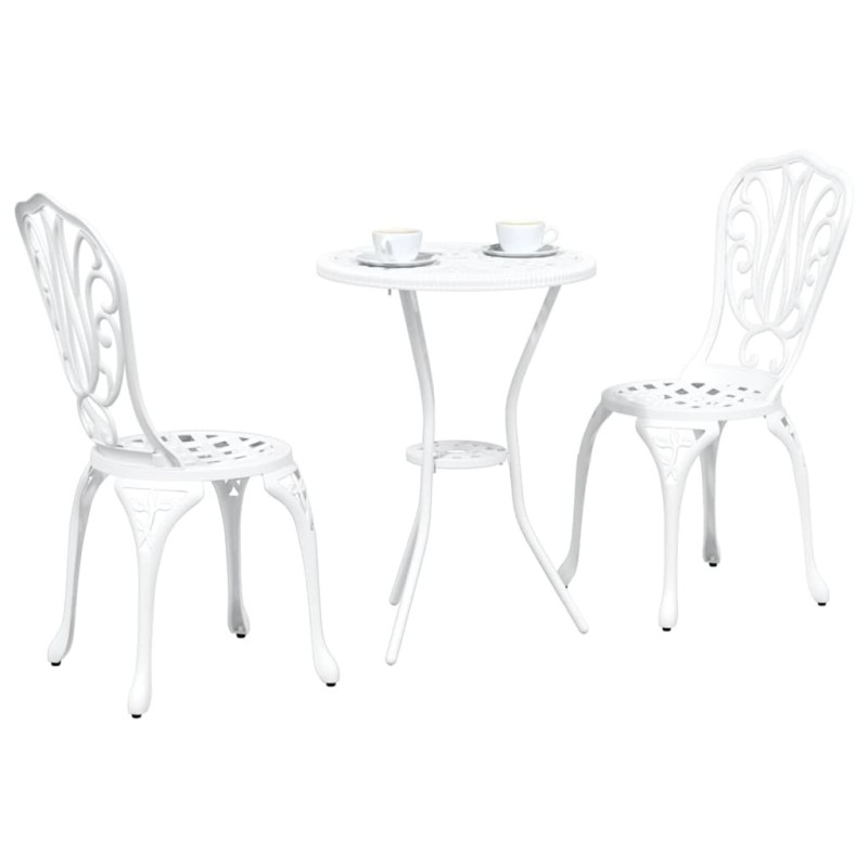 Ensemble de bistro de jardin 3 pièces en aluminium blanc 