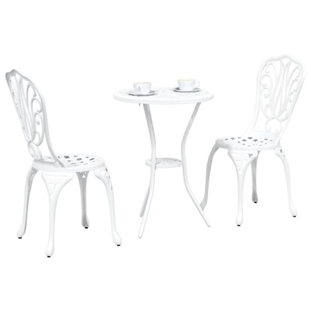 Ensemble de bistro de jardin 3 pièces en aluminium blanc 