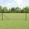 Clôture en fil soudé avec 13 poteaux piquants Gris 0,8x25 m en acier 