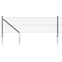 Clôture en fil soudé avec 13 poteaux piquants Gris 0,8x25 m en acier 