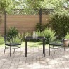 Ensemble de salle à manger de jardin 3 pièces avec des coussins en polyrotin noir. 