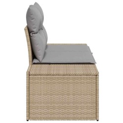Canapé de jardin 2 places avec coussins en poly rotin beige 