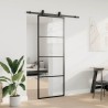 Porte coulissante kit de quincaillerie noir 76x205 cm verre ESG 