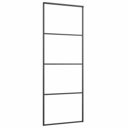 Porte coulissante kit de quincaillerie noir 76x205 cm verre ESG 